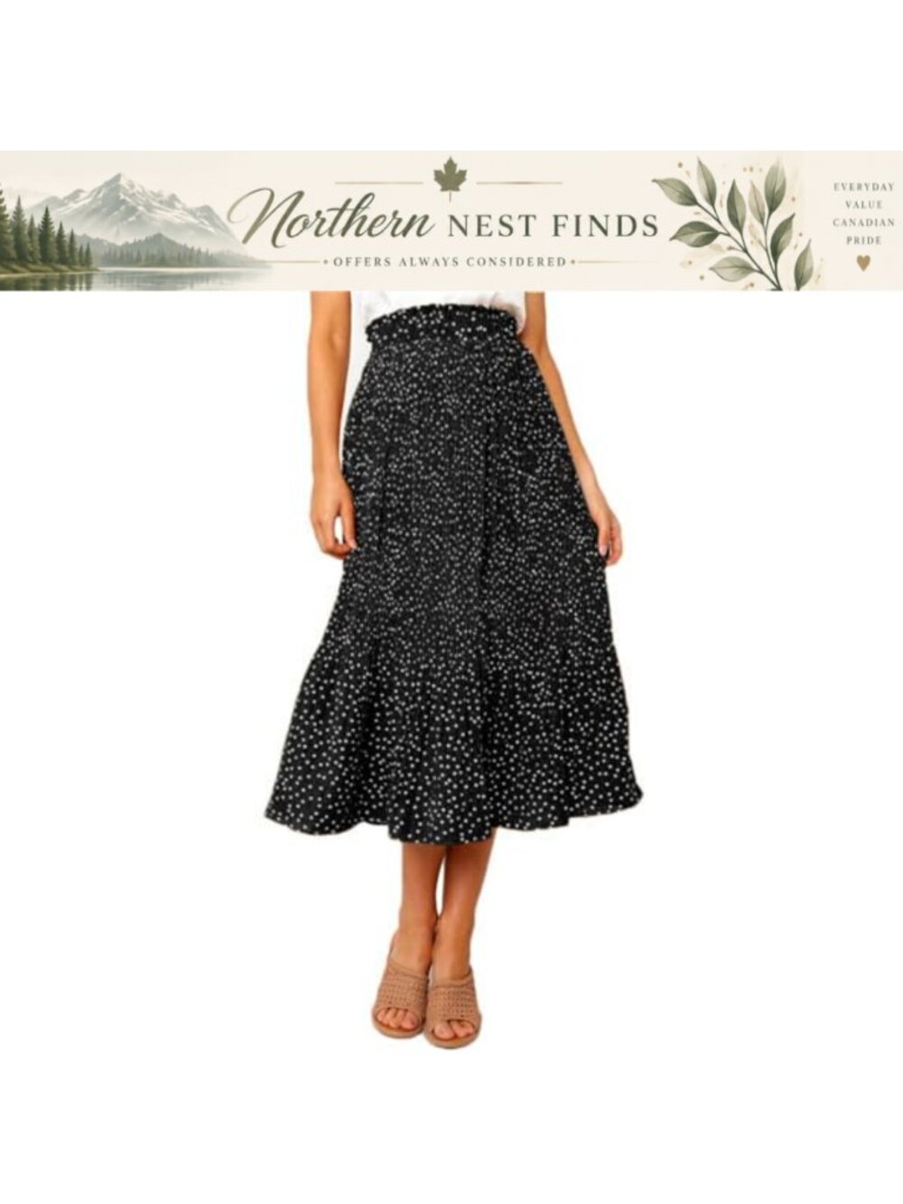 Women's High Waisted Pleated A Line Midi Skirt with Pockets 100% Polyester